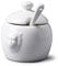WM Bartleet & Sons Pot à sucre traditionnel en porcelaine Motif tête de lion avec cuillère de service et couvercle 8 cm 100% porcelaine Finition lisse classique Blanc