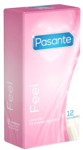 Pasante Feel (Sensitive), gefühlsechte Kondome, extra dünn und feucht, für intensives Empfinden, 1 x 12 Stück