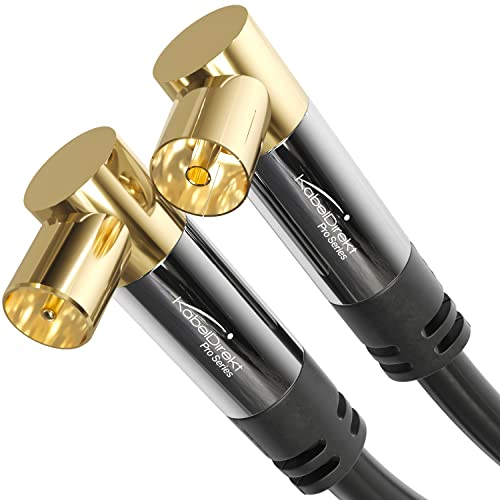 KabelDirekt – Cable Antena TV 4K, Cable Coaxial – 90° acodado – 7,5m – TV digital y analógico – Disponible en 0,5-20m (Enchufe acodado/Toma acodada, para DVB-C/DVB-T/DVB-S, negro)
