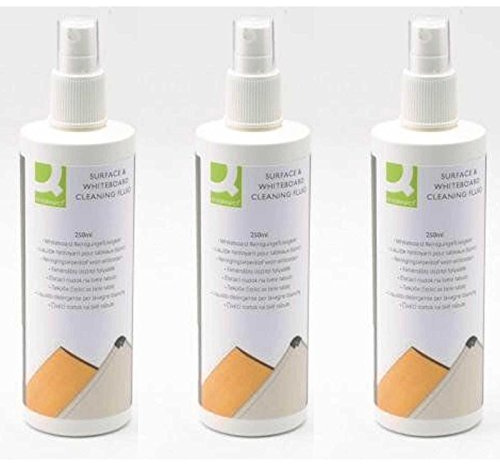 Q-Connect 3er Sparpack Whiteboard-Reinigungsflüssigkeit 3X 250ml in Pumpsprayflasche (3, Whiteboard-Reinigungsflüssigkeit)