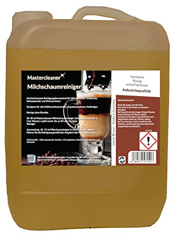Mastercleaner Milchreiniger Milchschaumreiniger Milchdüsenreiniger Konzentrat 5 Liter für Siebträger, Kaffeevollautomaten Kapsel und Pad Maschine geeignet für alle Marken