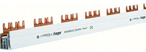 Hager Busch-Jaeger KDN380B Phase Rail 3P 80A 16qmm 57 Single Fork Connection Insulated Grey