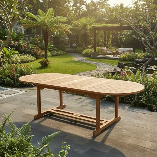 Teck'Attitude Table Extensible Ovale Teck Massif 12 Places Florence