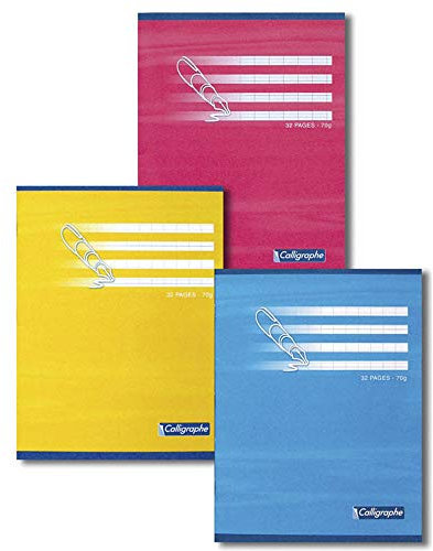 Calligraphe 505C Un Cahier d'Écriture (une Marque de Clairefontaine) - 17x22cm - 32 Pages Double Ligne 3mm Interligne Verticale - Papier 70 g - Couverture Carte Offset - Couleur Aléatoire