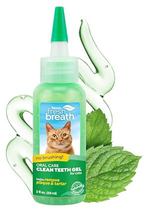 TropiClean Fresh Breath Cat Toothpaste for Teeth Cleaning, Breath Freshener, Easy to Use Plaque & Tartar Remover Gel, No Toothbrush Needed, 59 ml