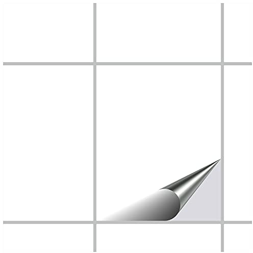 FoLIESEN - Autocollants pour Carreaux 20x25 cm | Film Autocollant pour carrelage de Salle de Bains et de Cuisine | Retirable sans résidus | carrelage adhesif | 15 pièces, .:Blanc Brillant