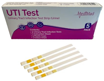 UTI Test Strips 5 Pack – Home Urine Test for Leukocytes, Nitrites, Protein & Blood – Fast, Easy Urinary Tract Infection Screening - Medical‑Grade Home Kit