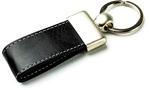 DELMON VARONE - Personalisierbarer Schlüsselanhänger Premium Leder schwarz - Schlüsselband mit Gravur, Name o. Initialen - Personalisierte Geschenke für Männer & Frauen zu Weihnachten & Geburtstag