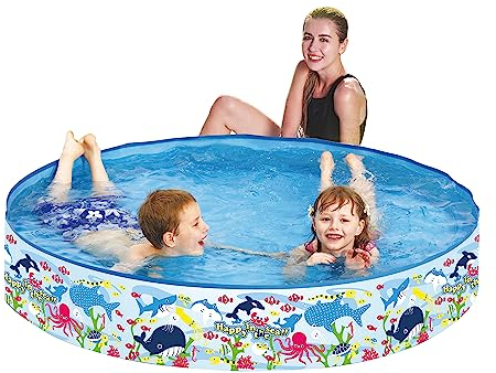 Benross 83440 Rigid Kids’ Paddling Pool/Fun Sea Life Design / 59 Inch/150 cm Diameter/Repair Patch Included / 350 Litre Water Capacity/Vibrant Multi-Colour Design
