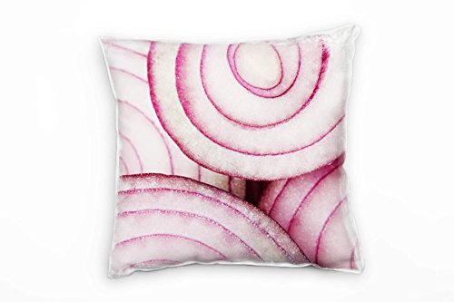 Paul Sinus Art Macro, weiß, lila, Zwiebel, Zwiebelringe, Kreise Deko Kissen 40x40cm für Couch Sofa Lounge Zierkissen - Dekoration zum Wohlfühlen