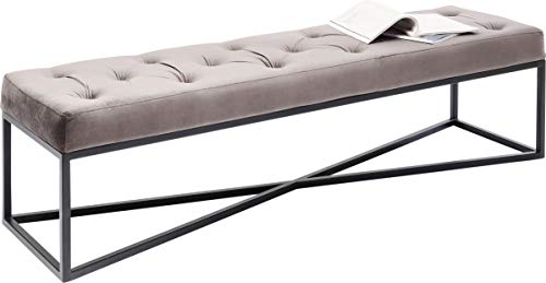 Kare Design Bank Crossover, Grau, Schwarz, Möbel, Sitzbänke, Polsterbänke, Stahl, Samtoptik, (H/B/T) 40x150x40cm