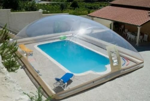 Tente dôme gonflable pour piscine hors sol avec souffleur et pompe (6 x 3 x 2,5 m)