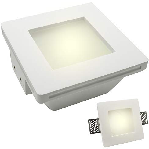 Spot à plâtre encastrable LED 8 W carré verre satiné GU10 Bianco freddo