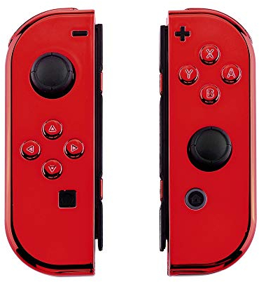 eXtremeRate Glossy Ersatz Case Hülle & Buttons kompatibel mit Nintendo Switch Joycon, DIY-Griffe Gehäuse Shell Knöpfe Umbau Zubehör für Switch OLED Model Joy Con-Chrome Rot [KEIN Joy Con]