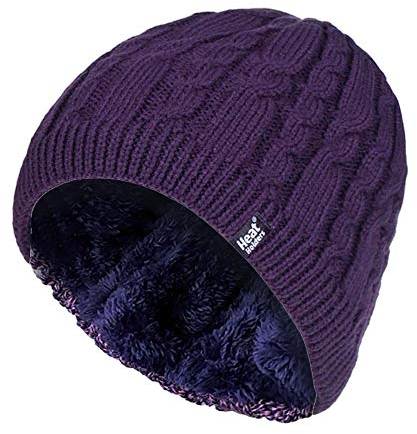 HEAT HOLDERS - Damen Outdoor Winter Warm Beanie Strickmütze mit Innen Fleece (One Size, Purple (Alesund))