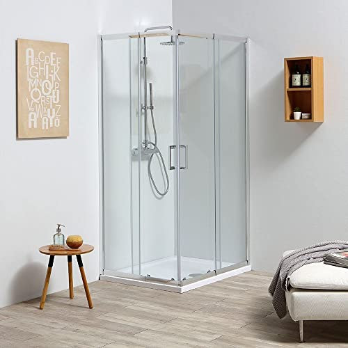 Cabina doccia regolabile su misura da 68 a 80 cm in vetro trasparente 4 mm | Leo