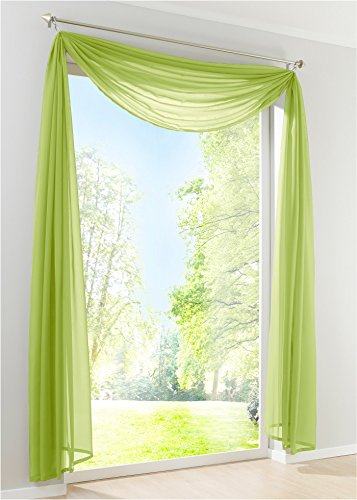 Yaland Voile Transparenter Freihandbogen einfarbig Uni Querbehang Wohnzimmer Gardinenschals (BxH 140x300, grün) 1 Stück