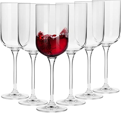 Krosno Pequeño Copas de Vino Tinto | Conjunto de 6 Piezas | 350 ML | Glamour Collection | Perfectos para Uso en Casa, Restaurante y en Fiestas | Apto para Lavavajillas