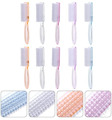 Handle Grip Nail Brushes, 10 Pieces Colorful Long Handle Nail Cleaning Brushes Fingernail Scrub Manicure Tool