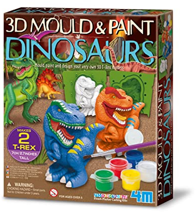 4M - KidzLabs Mould&Paint - 3D Dinosaurier Gips- und Malset - Gipsfiguren selber gießen, Figuren zum bemalen, Handmade Bastelgeschenke - basteln mit Kindern ab 5 Jahre