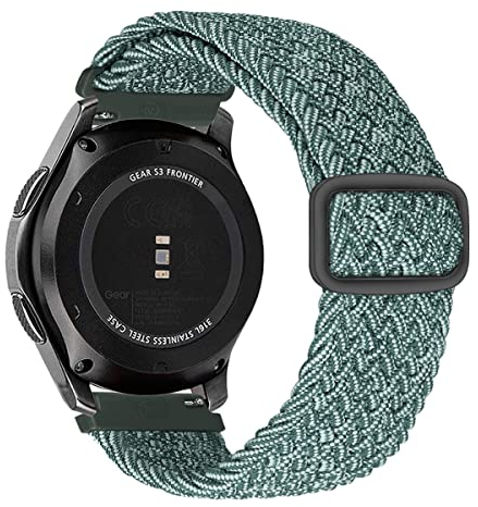 MroTech compatible avec Samsung Galaxy Watch 46 mm SM-R800/Galaxy Watch 3 45 mm/Gear S3 Frontier Bracelet 22mm Band Tressé élastique Stretch pour Huawei Watch GT2/GT3 46mm en nylon,Vert