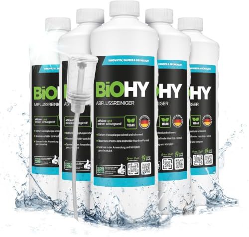 BiOHY Abflussreiniger Rohrreiniger flüssig Haarweg Konzentrat (6 x 1 Liter)