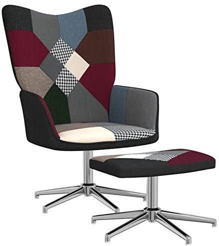 Goliraya Relaxsessel mit Hocker Fernsehsessel Polsterstuhl Relaxstuhl Sessel Stuhl Armsessel Polstersessel Ohrensessel Wohnzimmer Patchwork Stoff, Mehrfarbig