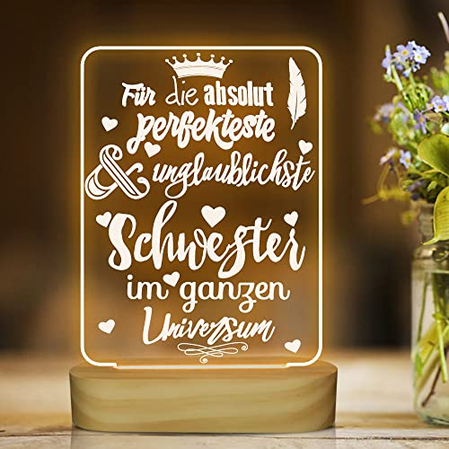 CooPark Geschenk für Schwester, Geburtstagsgeschenke für meine junge und alte liebe Schwester, weiße LED Lampe und Nachtlicht Dekoration, tolle Geschenke für Thanksgiving, Weihnachten, Feiertage
