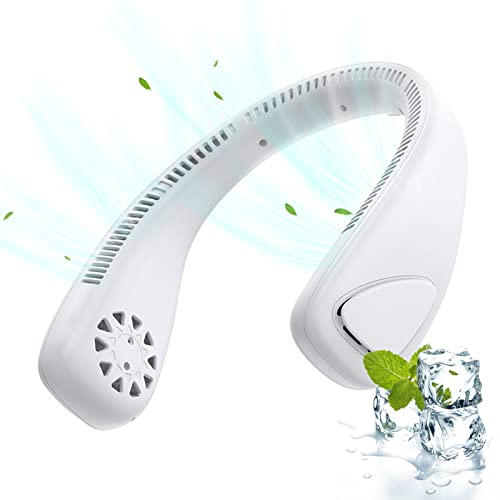 Tragbarer Halsventilator,Hängender Hals Ventilator,Tragbarer Ventilator Zum Umhängen,Persönliche Nackenventilator,Mini USB Wiederaufladbarer Blattlose Halsventilator Mit 360° Luftstrom,für Sportarten