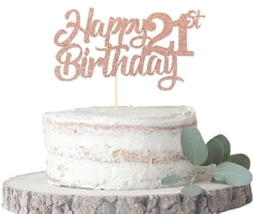 1 Stück Happy 21th Birthday Cake Topper Glitter 21 Geburtstag Tortendeko Prost auf 21 Jahre alt einundzwanzig fabelhafte Tortendekorationen 21 Geburtstag Party Kuchen Dekoendeko Roségold