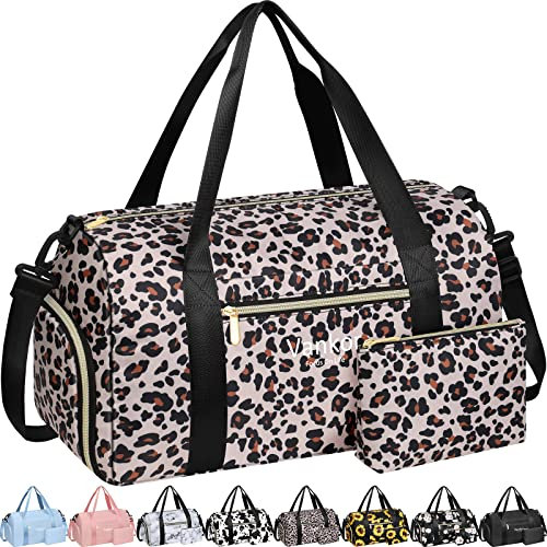 Turnbeutel für Damen mit Schuhfach Wasserdicht, Sport Duffle Bag für Reisen Duffel Weekender Handgepäck am Strand Yoga Übernachtung Gepäck Mama Umstandskrankheit Tasche, Medium-17.50 Inch, Stilvoll