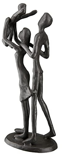 Casablanca Deko Figur Skulptur Familienglück aus Eisen - Familie Mutter Vater Kind - Geschenk Geburt Einzug Umzug - Farbe: Braun Höhe 20 cm
