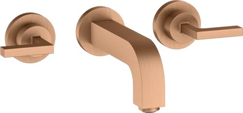 hansgrohe AXOR Citterio 3-Loch Waschtischarmatur Unterputz, Auslauf 162mm, Hebelgriffe, Rosetten für Wandmontage, Farbe: Brushed Bronze