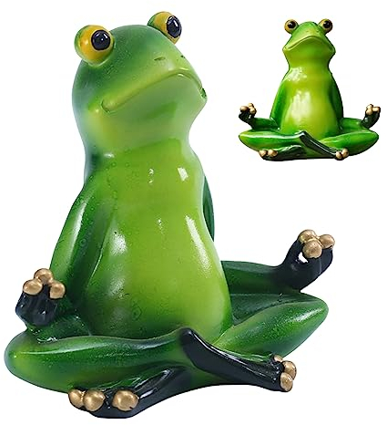 Eyccier 1pc Froschfiguren Gartendekoration Yoga Froschtiere Outdoor meditierende Frösche Statue für Home Lawn Zaun Stuhl Dekor 10.2x10.8 cm