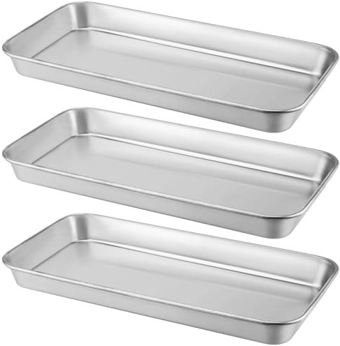 YUENPUN 3 PCS Metal Medical Trays, 22.5 x 11.7 x 2cm Small Instrument Tray, Stainless Steel Dental Trays for Lab Instrument Supplies Storage