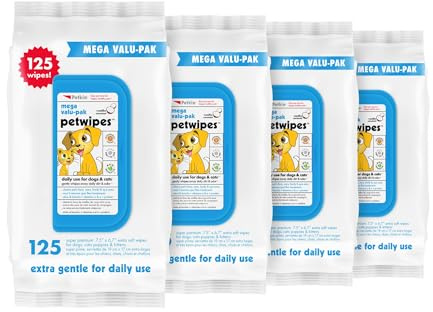 Petkin Mega Valu-Pak Pet Wipes, 500 Total Wipes - Pet Wipes for Dogs and Cats - for Face, Paws, Ears, Body and Eye Area - Super Convenient Dog Cleaning Wipes, Ideal for Home or Travel - Easy to Use