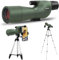 NWDEY 25-75X60 Spektiv mit 51 Zoll Stativ Spektiv für Zielschießen Jagd Vogelbeobachtung Low Light Vision Telefonadapter Tragetasche BAK4 Prisma FMC Objektiv Wasserdicht (ArmyGreen)