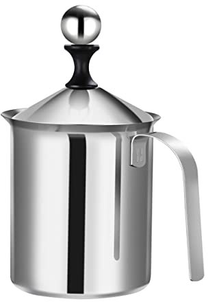 LIFKOME 800cc Montalatte Manuale Acciaio Inossidabile Con Doppia Maglia Per Montare Latte Per Cappuccino e Utensile Da Cucina Per Bar e Casa