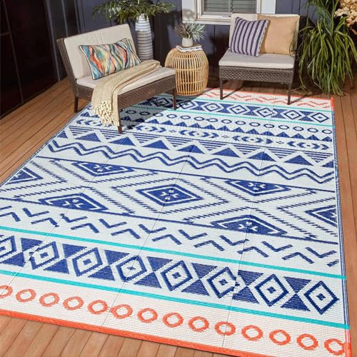 Kalafun Outdoor-Teppich, Terrasse, Camping, wasserdicht, Kunststoff-Stroh-Terrassenteppich, tragbar für Wohnmobile, Außenbereich, Teppich für Terrassen, Hinterhof, Veranda, Deck, Balkon, Picknick,