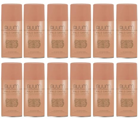 RUUM Lufterfrischer Nachfüller 12er Pack Palo Santo - Duft Nachfüller kompatibel mit Air Wick Freshmatic, Glade Brise - 12x 250 ml Duftspray für Geruchsneutralisierung & Frische