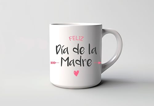 Taza Feliz día de la madre | Tazas de Cafe Ideal Regalos Originales para Mujer Hombre | Tazas Originales Taza para Regalar Desayuno Ceramica Te Letras Grabadas 350Ml