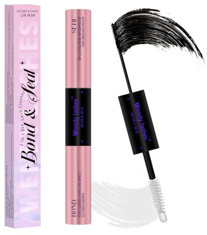 Wimpernkleber Bond und Seal Schwarzer Wimpern Kleber für DIY Wimpern Einzeln Wasserfest Cluster Lash Glue Halt 48-72 Stunden Wimpern Extensions Kleber Wendy Lashes (5ml+5ml)