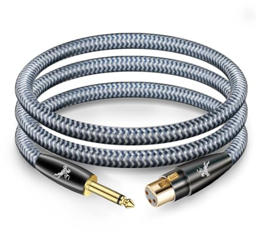 Impeto Cable XLR Hembra a Jack TS de 6,35 mm, XLR Cable Microfono 6,35 mm TRS Estéreo Balanceado Para Mixer, Micrófono, Altavoz, Amplificador, Equipo de Sonido- 3M