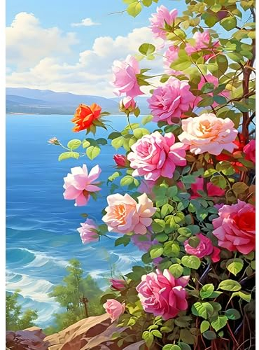 DPIDEA Diamond Painting Fleur, 5D Diamant Painting Fleurs Peinture Diamant Adulte, Bricolage Kits de Peinture sur Diamant Fleur pour Adultes, Enfants, Décoration Intérieur 30x40 cm