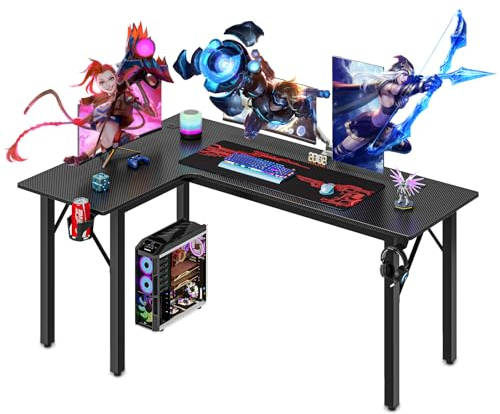 Dripex Gaming Tisch L Form Eckschreibtisch Gaming Schreibtisch L-förmiger Computertisch für Büro, Schlafraum, Schwarz 145x100x76 cm (L Form Links)
