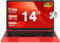 bvate PC Portatile 14 Pollici Notebook Win 11 Computer 256GB 1080P 2.4G+5G Supporta La Scheda SSD La Scheda TF Estesa, Wireless Bluetooth Mouse Wifi, Italiana Tastiera - Rossa