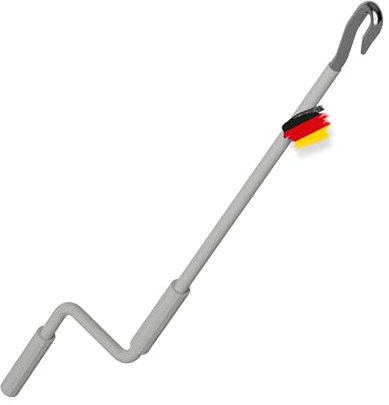 BAUHELD® Manivela para toldo con gancho de carnicero [fabricado en Alemania] – Barra de toldo con recubrimiento en polvo [140 cm] – Mango de plástico de alta resistencia – Compatible con ojales