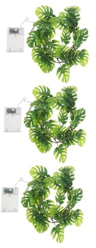 BUGUUYO 3pcs Vine String Lights Led Monstera Leaf Decor for Indoor and Outdoor Use for Bedroom Parties and Weddings Easy to Install and Portable Splashproof Design