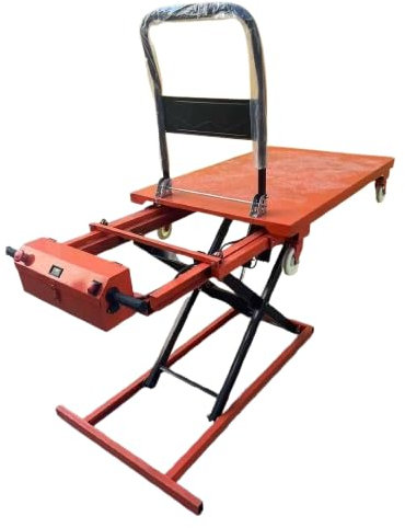 SXHEYUY Tavolo Elevatore Idraulico Elettrico, Carrello Elettrico Piatto 300 kg, Carrello Merci, Transpallet Elettrico Altezza di Sollevamento 700-1000 Mm Carrello A Mano Piatto,Arancia,C