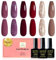 Yueshop Gel Nail Polish,6 Colors Winter Gel Polish Dark Red Burgundy Champagne Gold Glitter Brown,Gel Nails Soak Off UV LED Nail Art Varnish Kit For Beginner DIY at Home,8ml